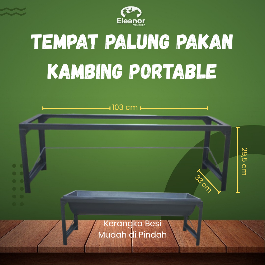 Tempat Palung Pakan Domba Kambing Portable Talang Pakan Hewan Ternak