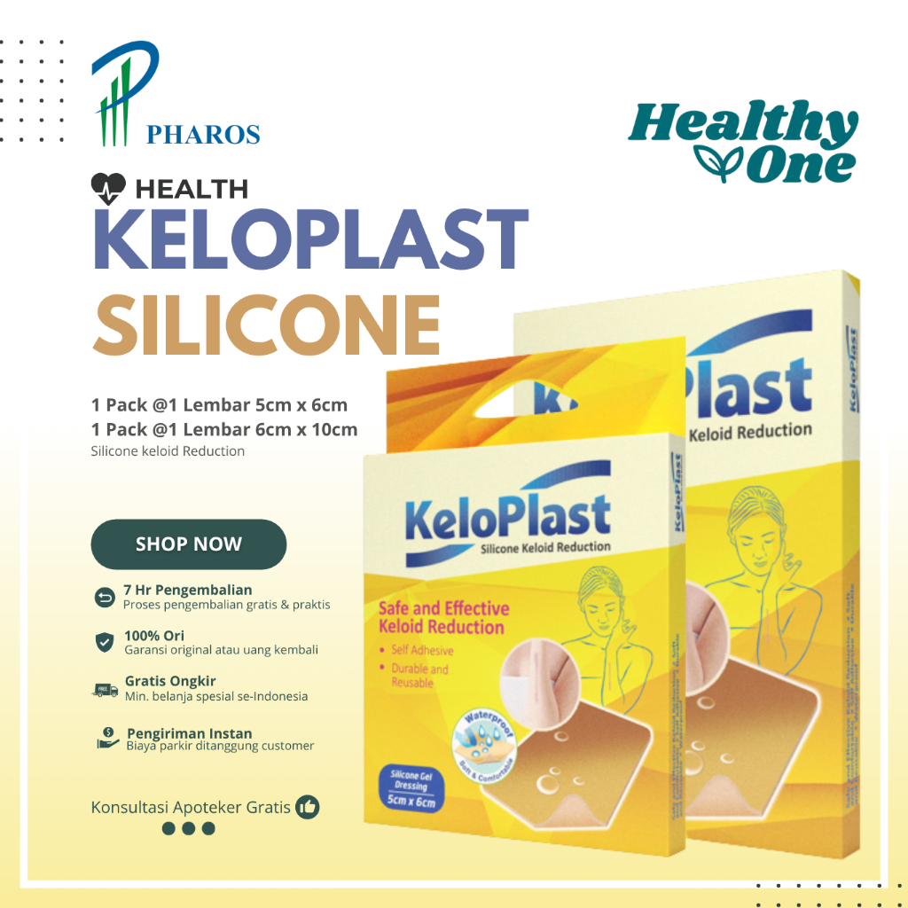 Keloplast Silicone Keloid Reduction Uk. 5x6 cm & 6x10 cm - Penghilang Bekas Luka & Keloid Waterproof
