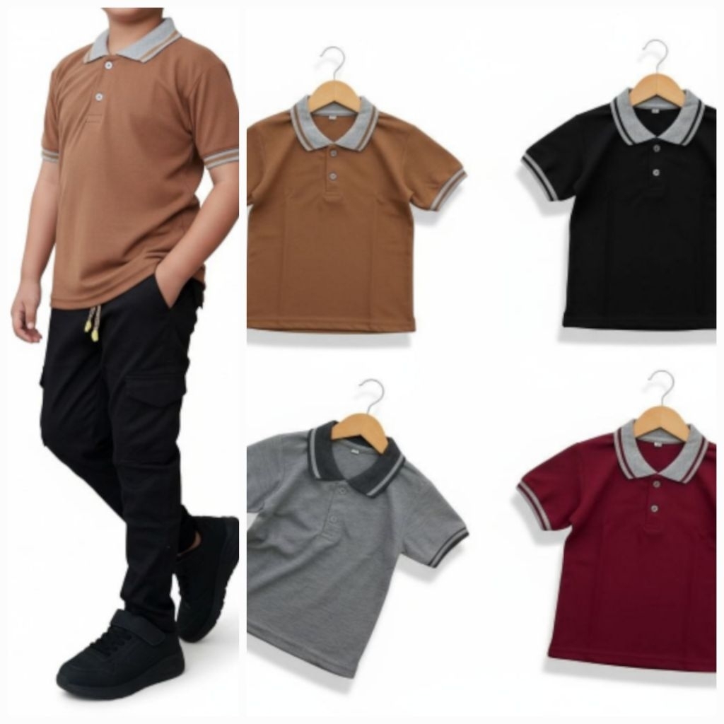 Baju Kaos Polo Anak, Baju wangki kerah anak 3-11 tahun-Fafakids Official