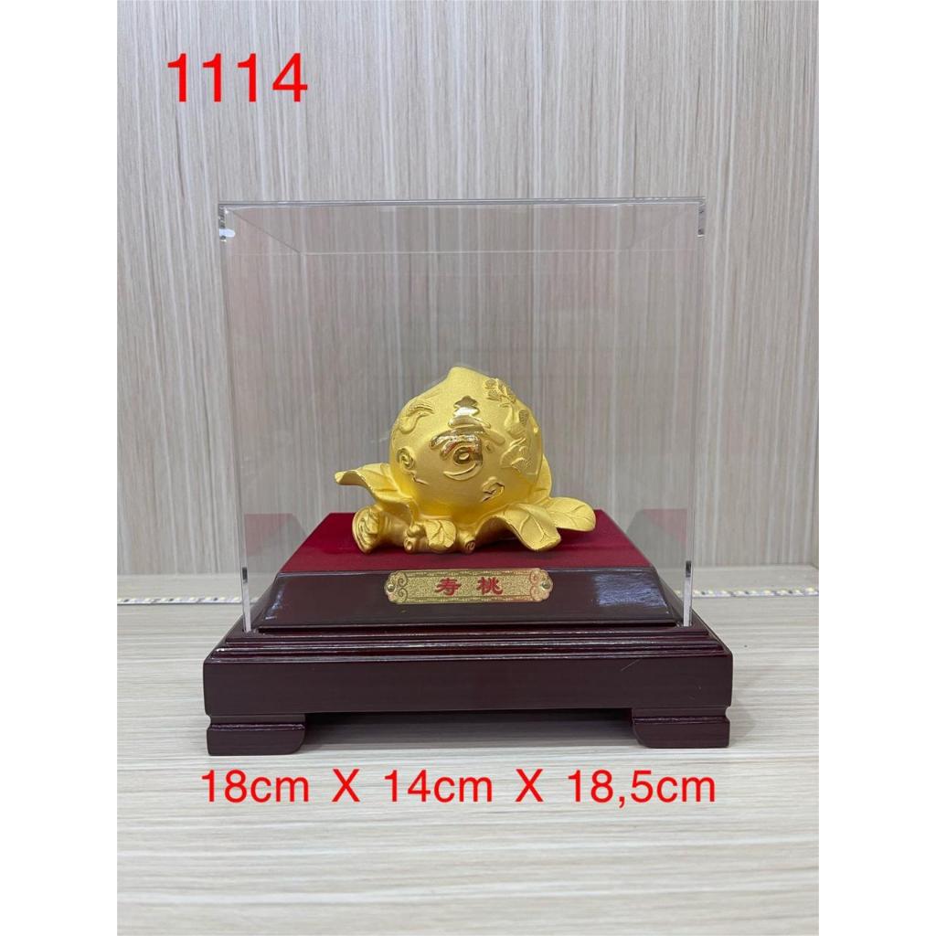 Pajangan buah persik dalam kaca sian tou emas fiber dalam mika