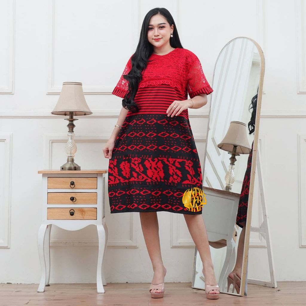 Diamond Brokat Dress Katun Songket Batik Wanita Dewasa Batik Printing Exclusive