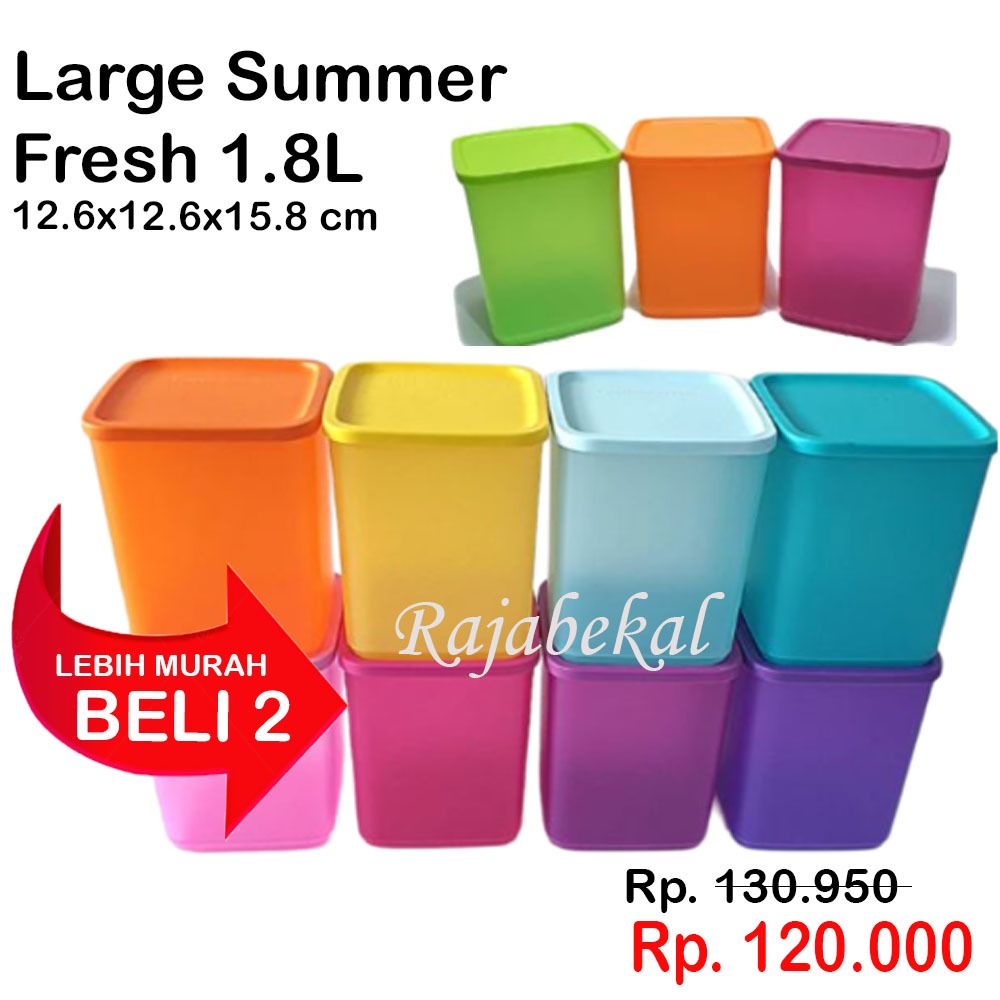 Tupperware Large tropical 2pcs warna random large summer 1.8L