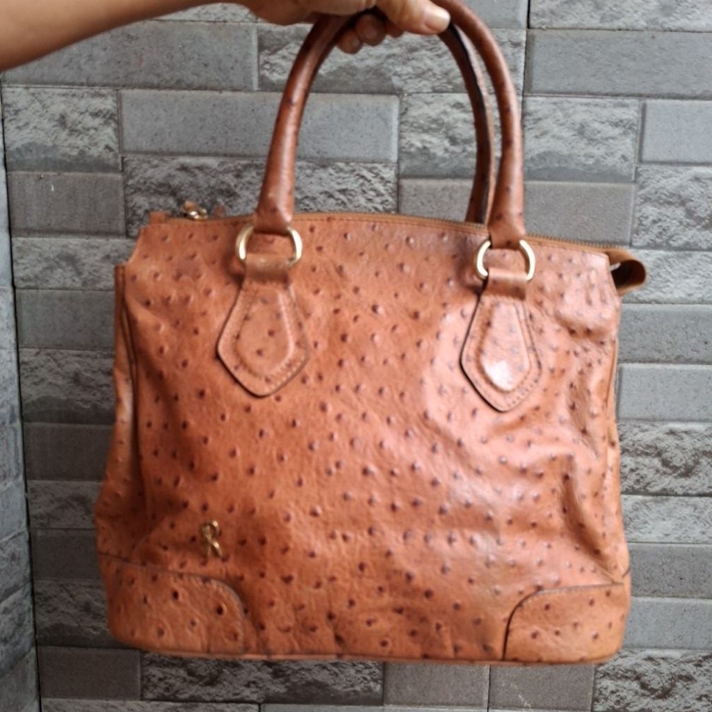 Woman Top Handle Bag Ostrich Genuine Leather, Tas Tenteng Kulit Burung Unta Asli