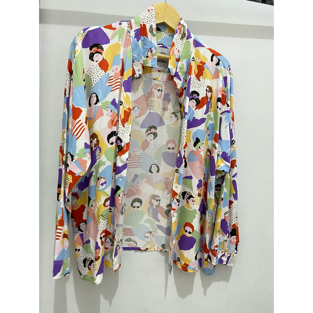 kemeja corak kartun kemeja lengan panjang kemeja nevada kemeja jumbo