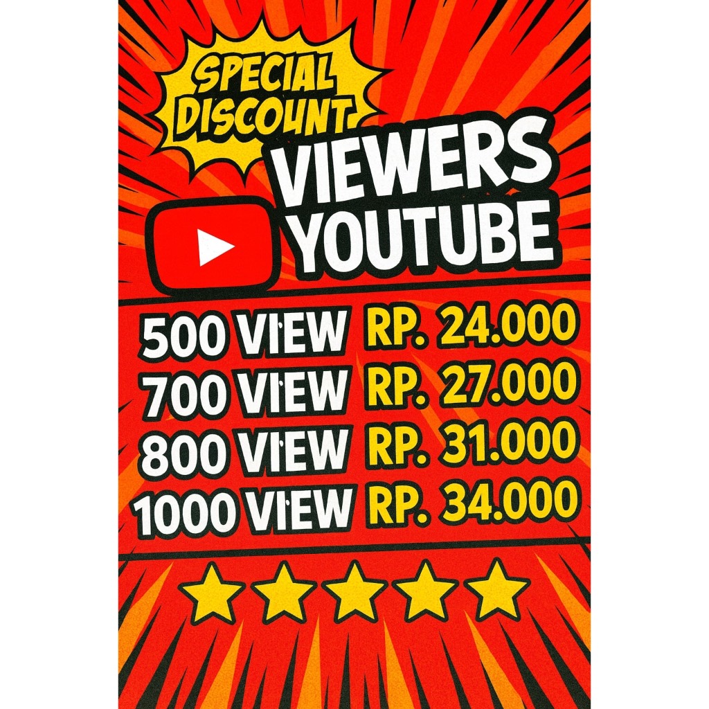 DISKON PENONTON VIEW VIDEO YOUTUBE SHORT YT VIEWER VIDEO YTB YOTUBE BERGARANSI MURAH NON DROP PERMAN