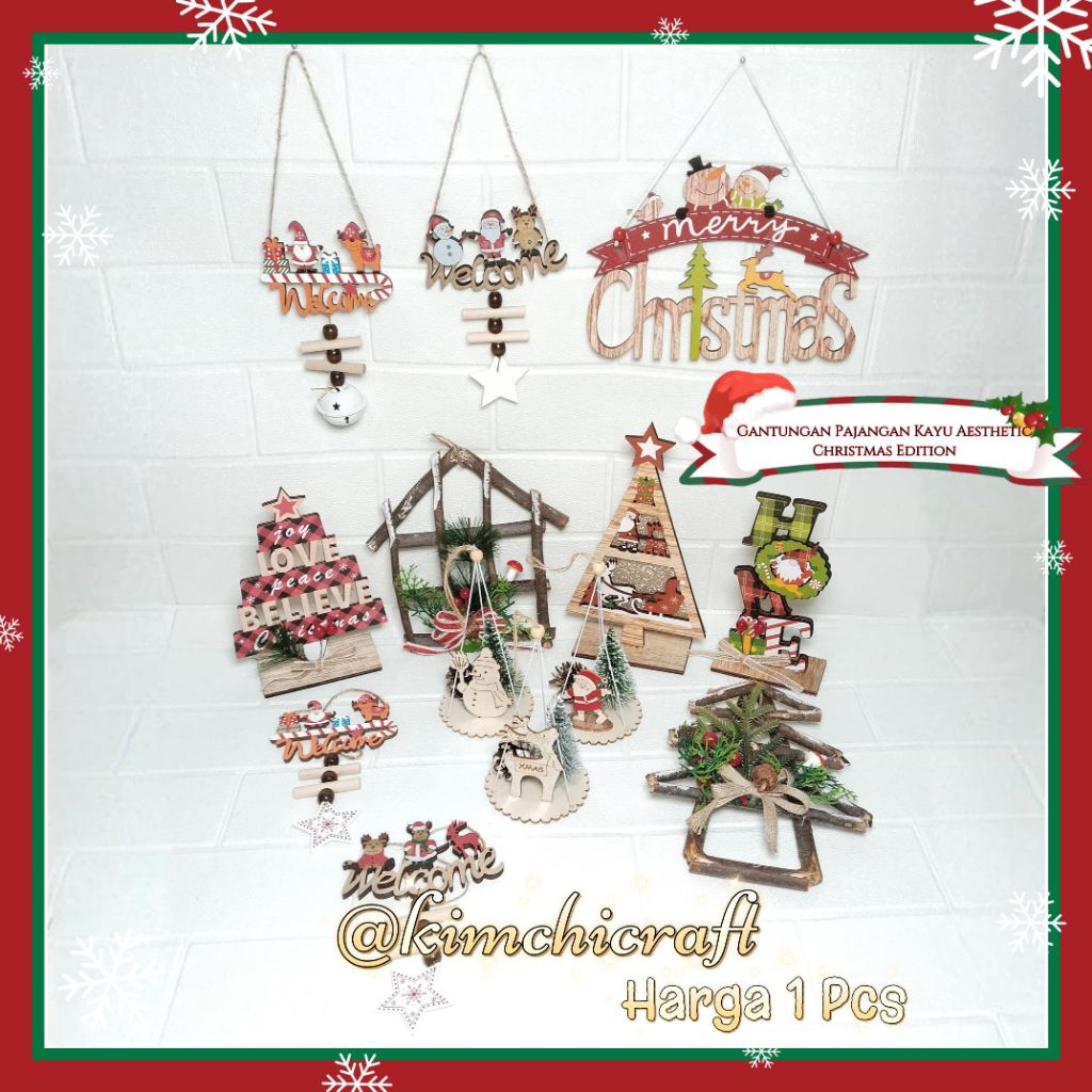 NEW GANTUNGAN NATAL AESTHETIC IMPORT PREMIUM / DEKORASI DINDING NATAL RANTING KAYU / PAJANGAN MEJA K