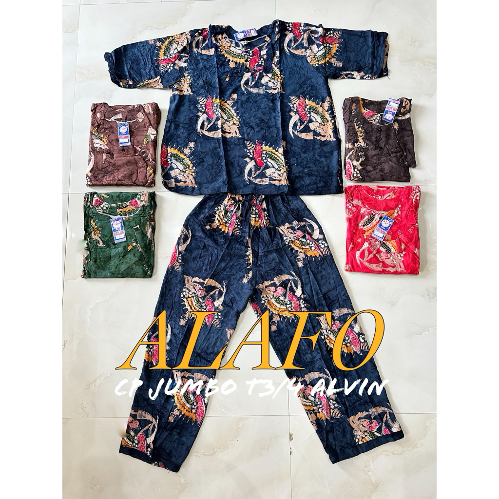 BAJU TIDUR NYAMAN CP JUMBO T3/4 BATIK ALVIN CITAK