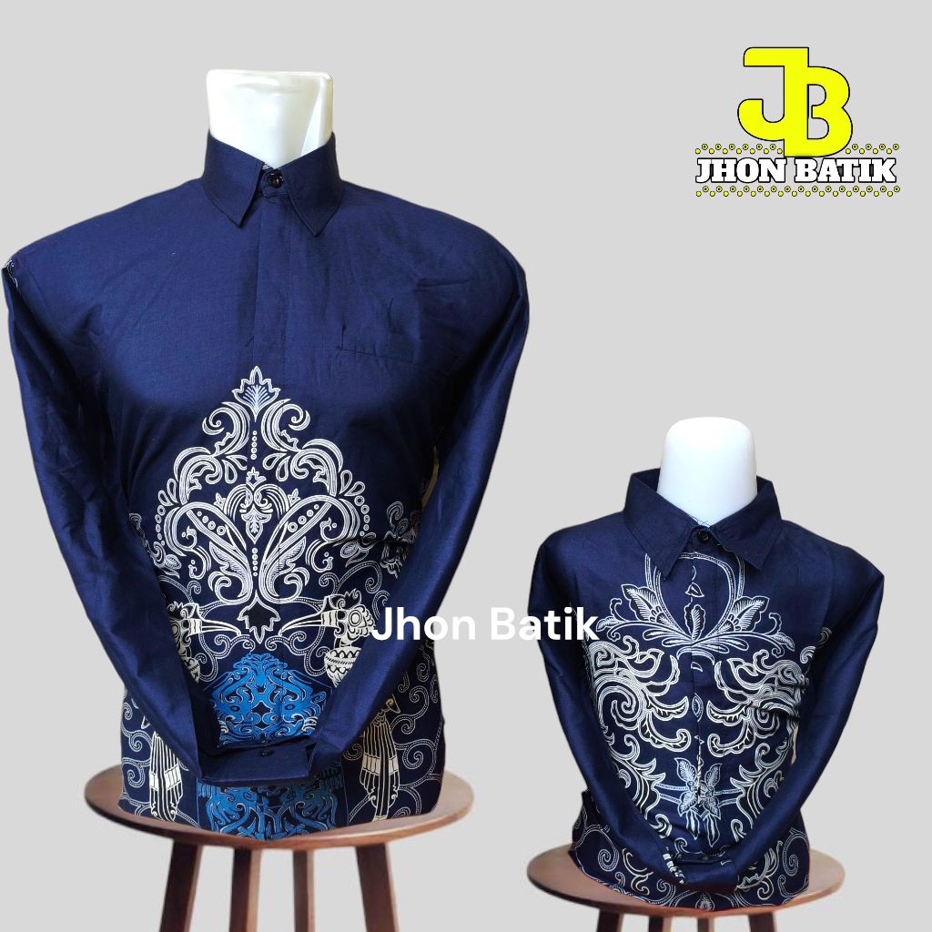 Batik Biru Dongker Couple Ayah Dan Anak Bahan Katun Adem Lapis Furing//batik premium quality warna b