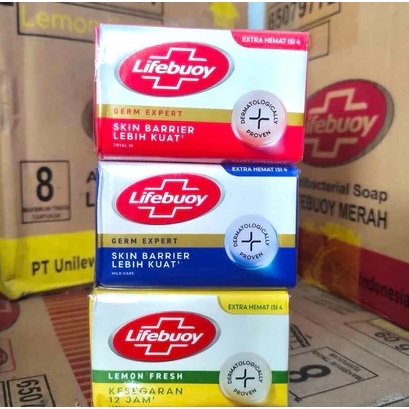 Lifebuoy sabun batang 100g besar isi 4 pcs dan Ecer (Kemasan Baru & Lama)