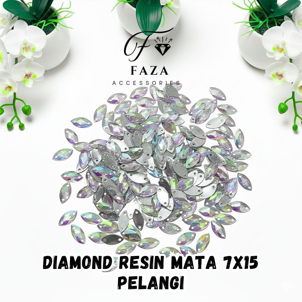 [50 Pcs] Diamond Resin 7x15 Ab/Pelangi / Diamond Mata / Diamond mata sipit / Diamond Resin Ab / Mute