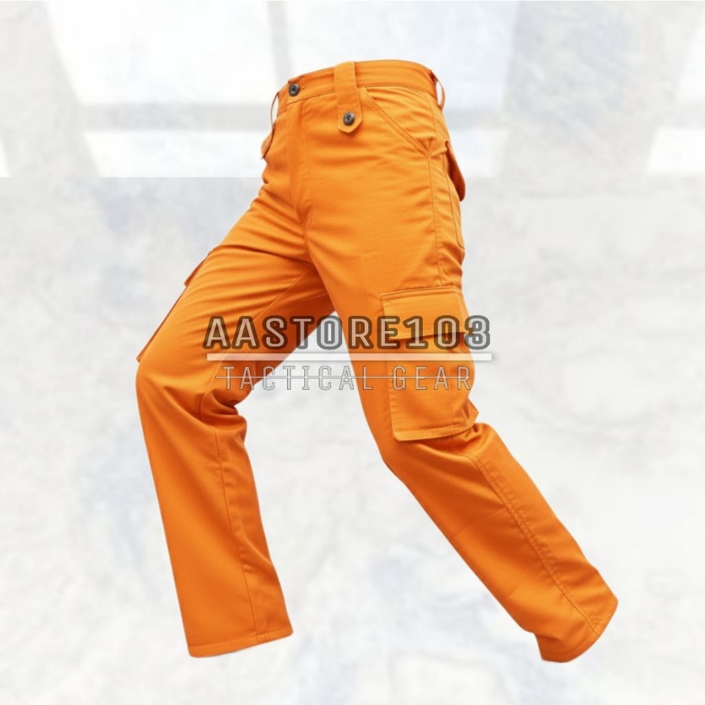 Celana Pdl Cargo Orange Celana Oranye Pria Celana Cargo Bahan Ripstop