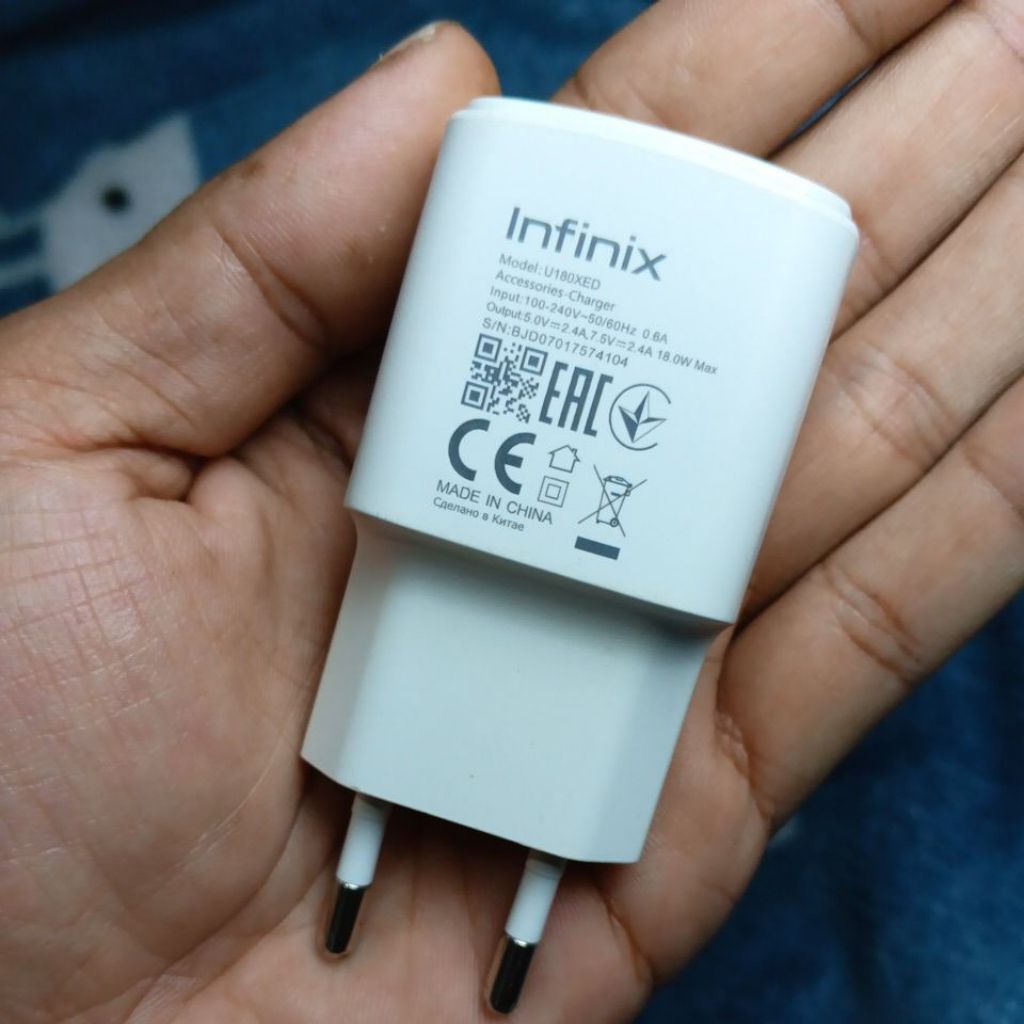 batok charger Infinix 18 Watt original copotan