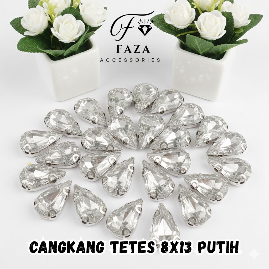 [25 Pcs] Cangkang Tetes 8x13 Putih - Diamond cangkang - Mata Cangkang - Payet Cangkang - Tetes Cangk