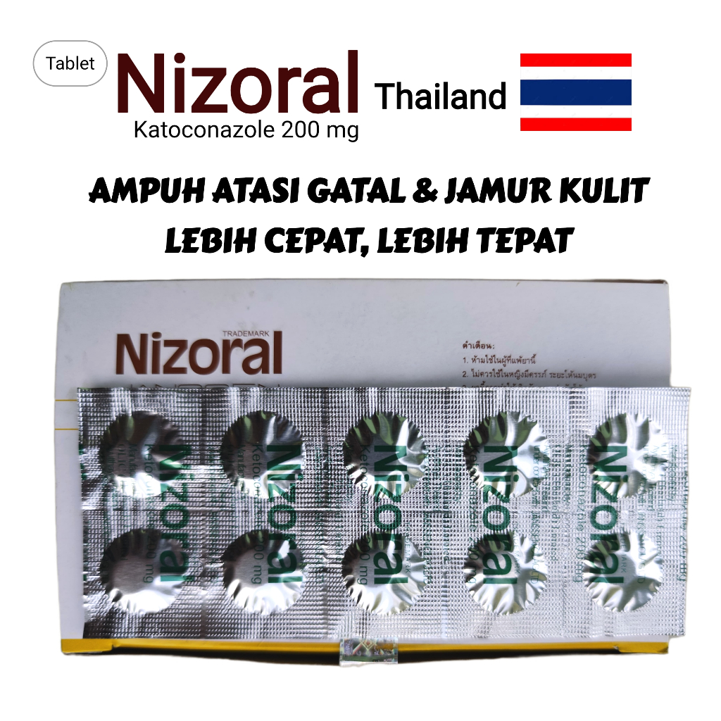 Niz0ral Tablet Import Thailand Asli 1 Blister Isi 10 pcs Obat Gatal Jamur Kulit Paling Ampuh