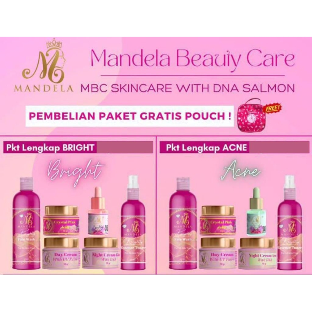 MBC Skincare DNA Salmon Paket Lengkap Bright & Acne – Facial Wash Toner Serum Day Cream Night Cream 