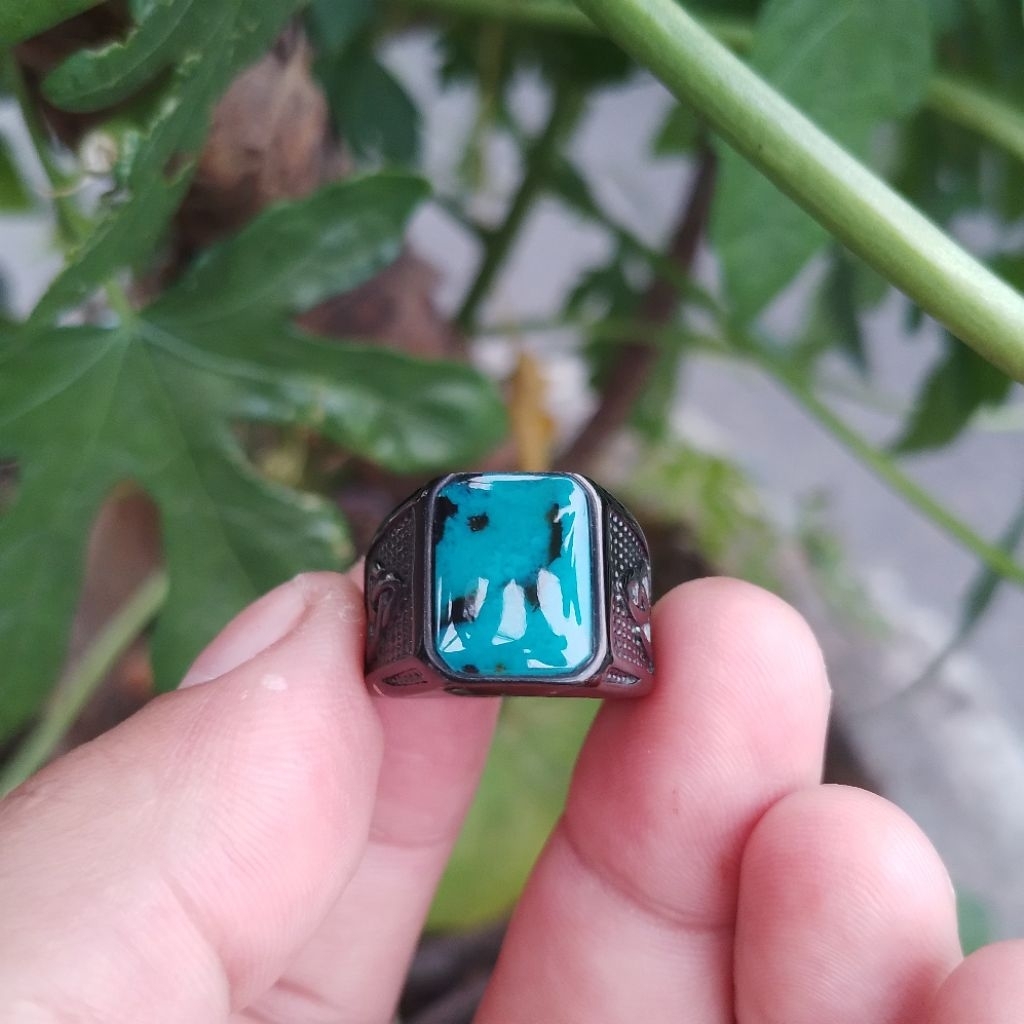 cincin batu bacan doko majiko totol coklat cristal body glass original stone