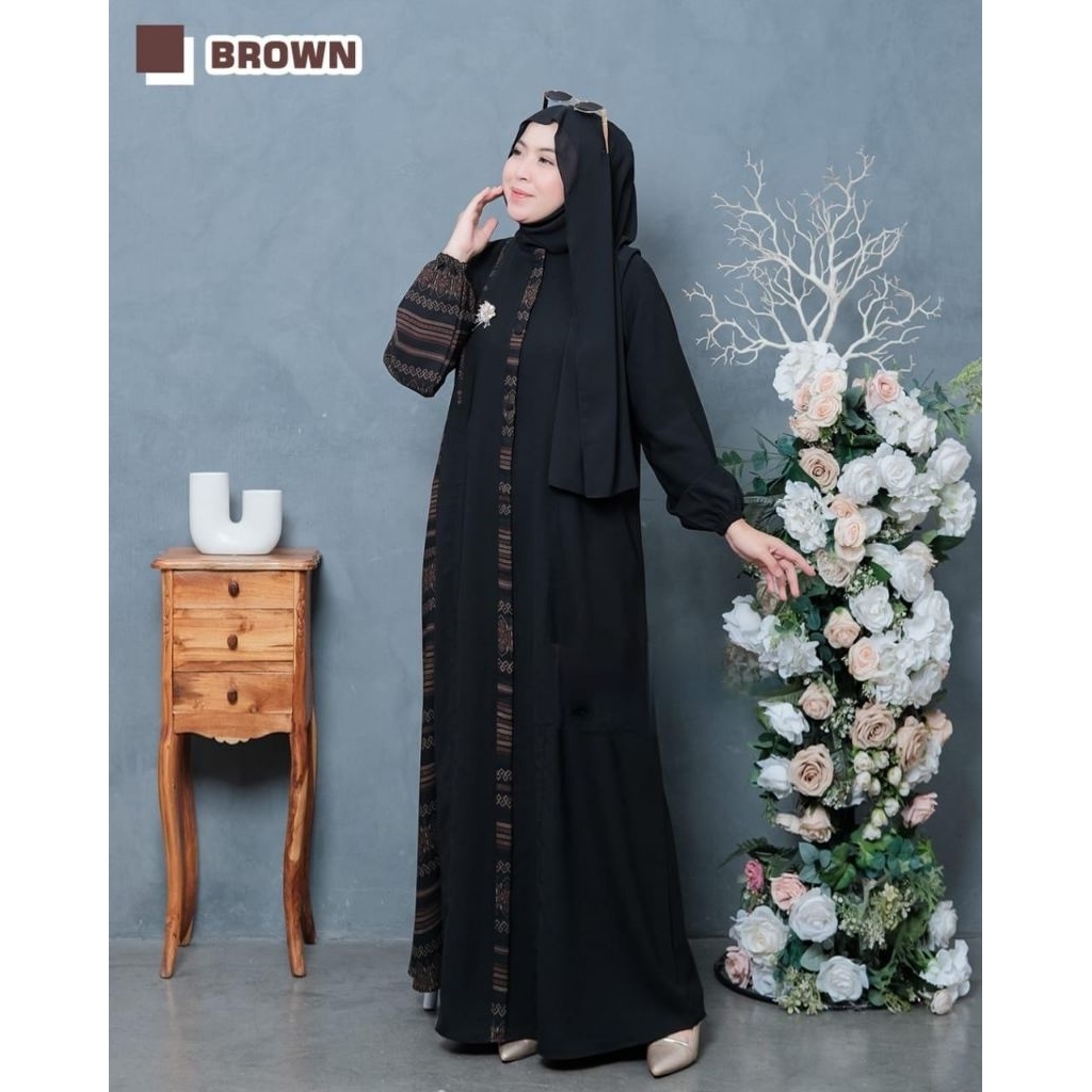 Gamis Zeanisa Abaya Sabrina Premium mix Savana Anti UV || Abaya Wanita Hitam Premium