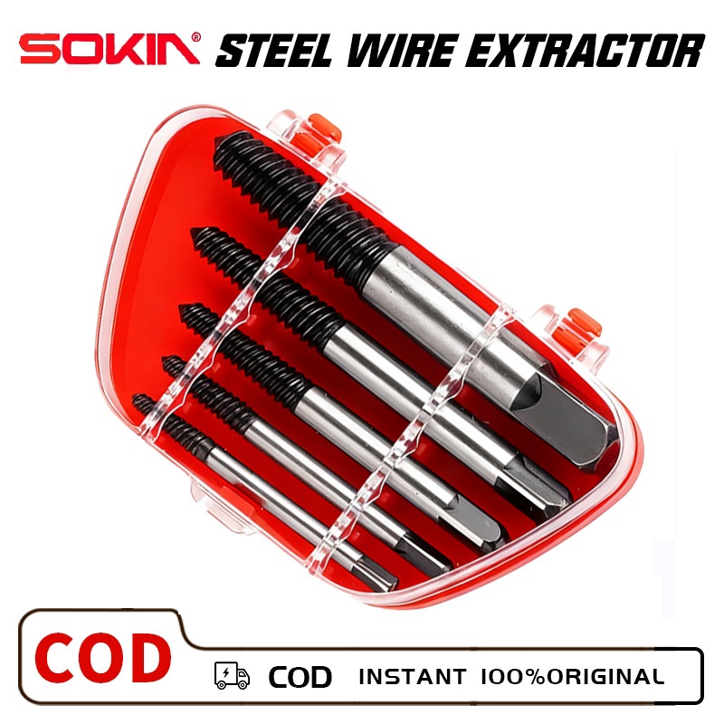 SOKIN Screw Extractor  Set 5-6Pcs Mata obeng Alat Pembuka Baut Rusak