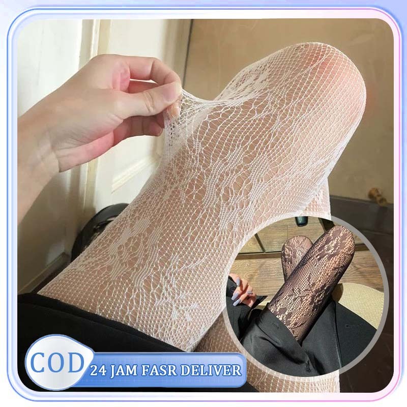 Stocking Motif Bunga Lace Striped Stockings Stocking Bunga Bunga Fashion Stocking Wanita