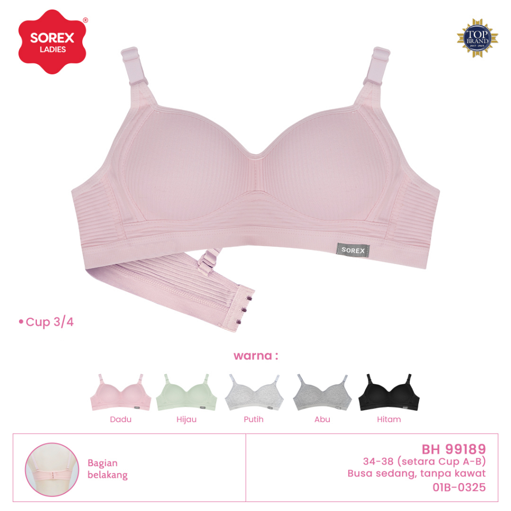 Sorex Bra Busa Tanpa Kawat Kait 3 Setara Cup A-B Cutting ¾ Rania Harian BH 99189