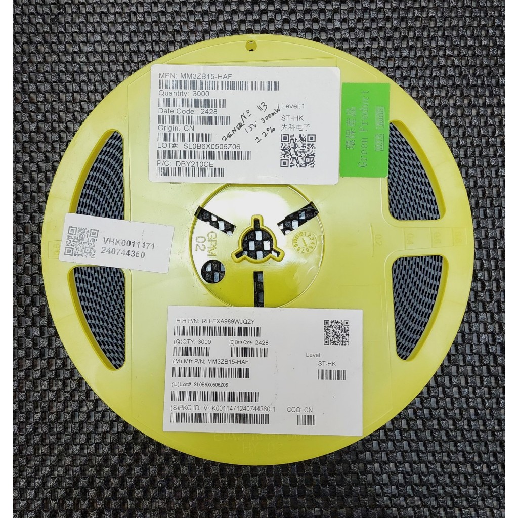 Diode Zener SMD 15v 300mW Tol 2% MM3ZB15-HAF - Harga per 20 pcs