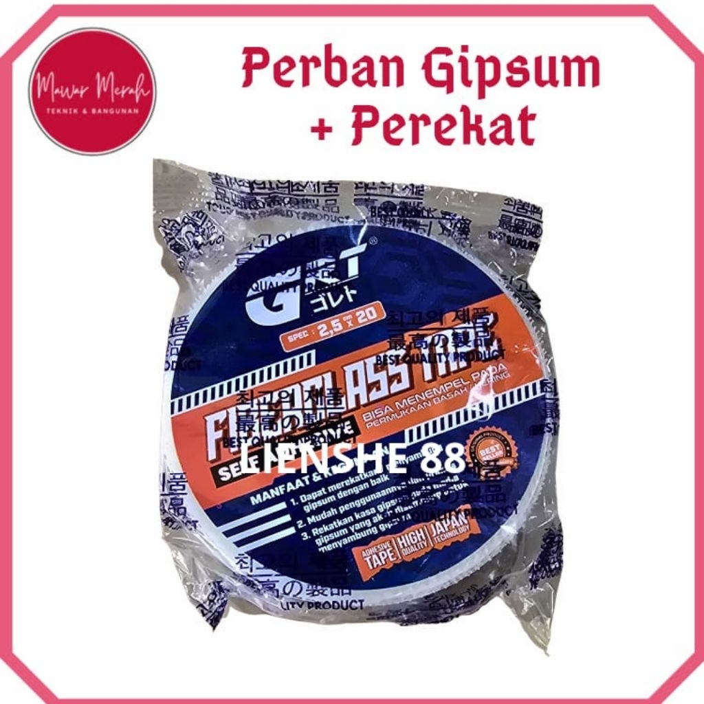 ISOLASI GYPSUM KASA PERBAN GIPS LES ASBES PLAFON FIBERGLASS TAPE