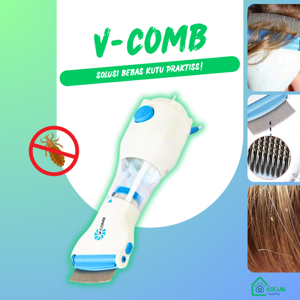 Sisir Kutu Serit Elektrik UV V Comb Vcomb Vacum Vakum Penyedot Penghilang Telur Kutu Rambut Manusia 