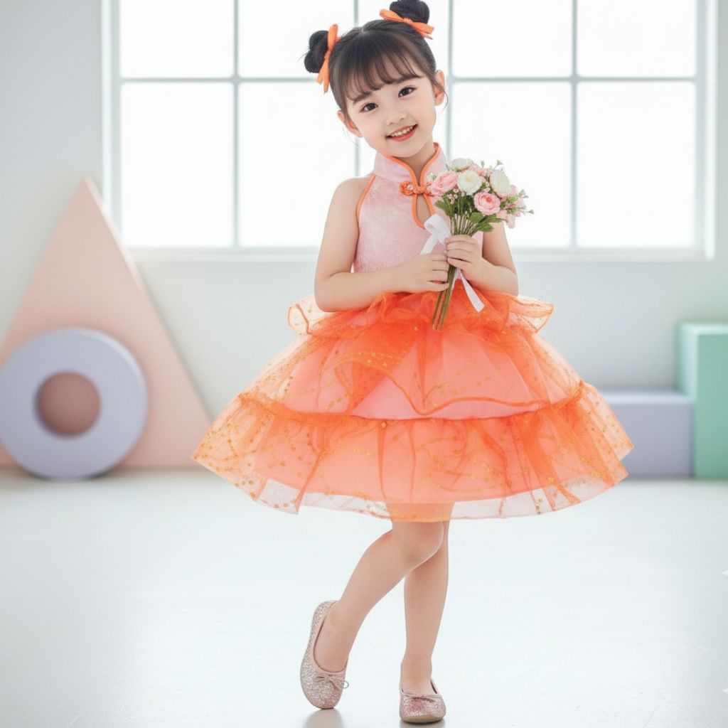 Dress Cheongsam Anak Perempuan/Dress Cheongsam Anak