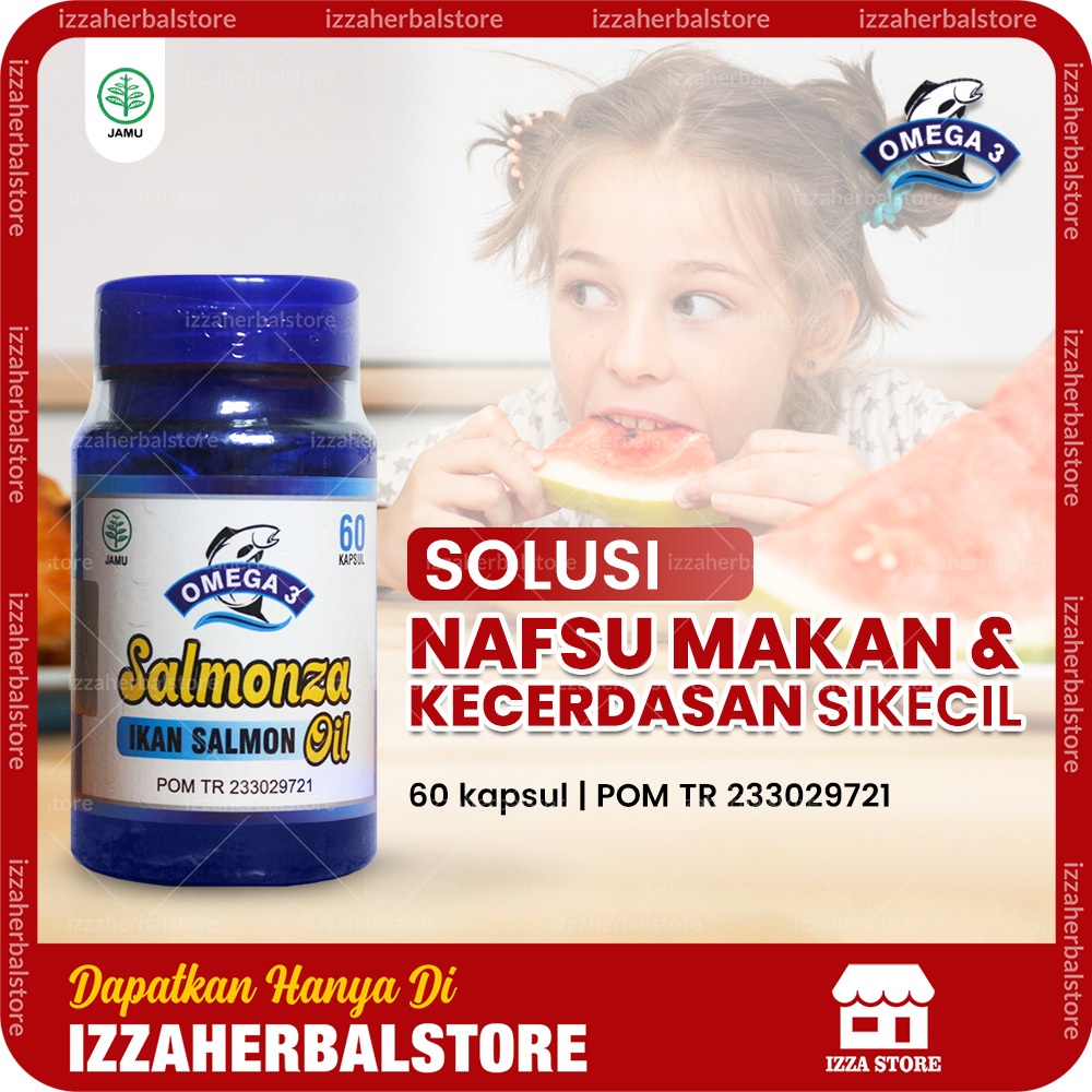 Minyak Ikan Salmon Murni 100% Salmonza Oil Minyak Ikan Omega 3 Untuk Anak Dan Dewasa BPOM 60kapsul