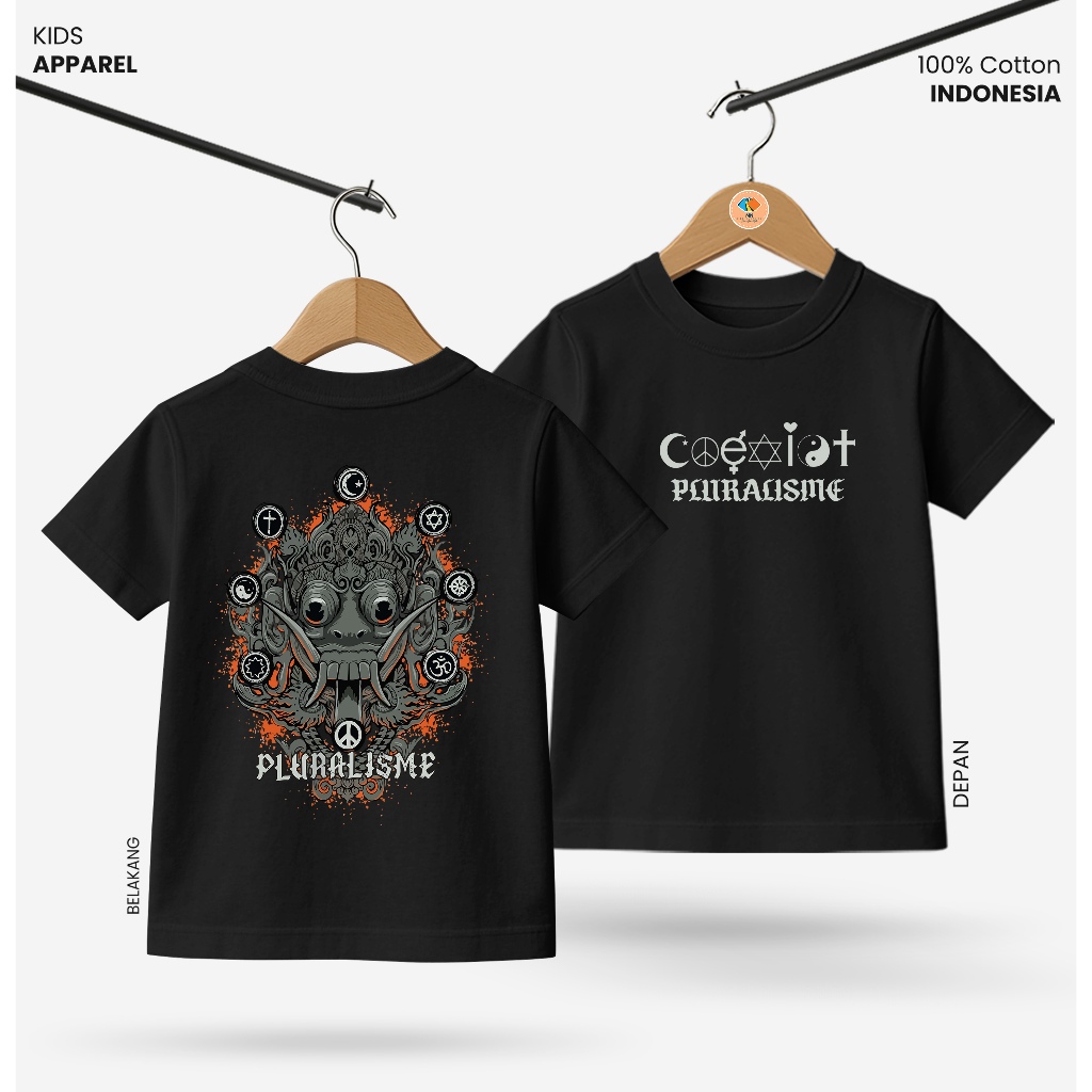 Baju Kaos Distro Anak Laki Laki Depan Belakang Keren Usia 3 - 10 Tahun - Kidswear Motif Pluralisme V