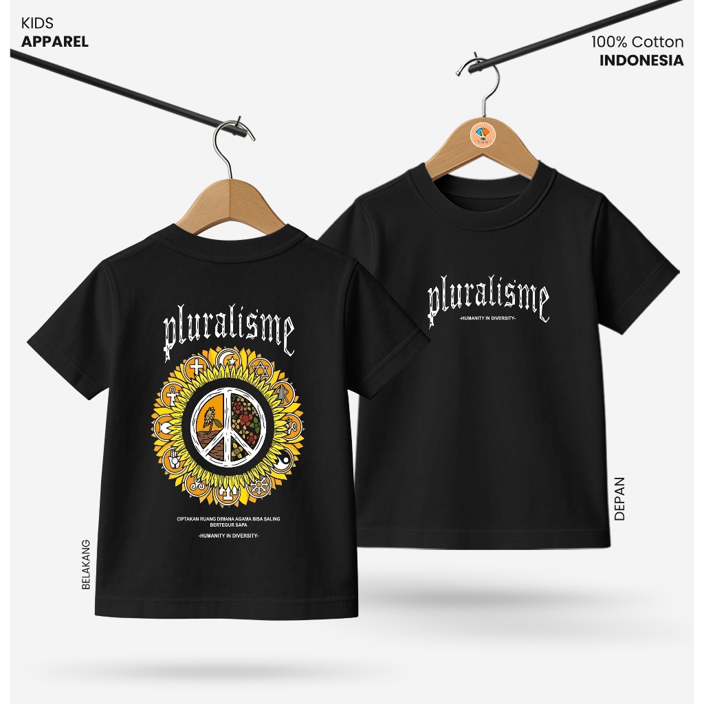 Baju Kaos Distro Anak Laki Laki Depan Belakang Keren Usia 3 - 10 Tahun - Kidswear Motif Pluralisme V