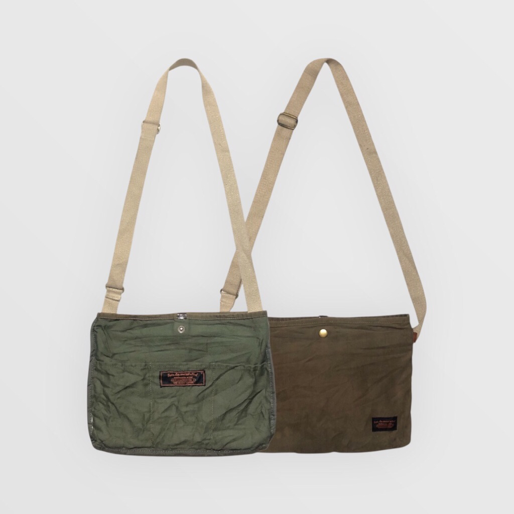 Fun.da.mentalist Canvas Reversible Sacoche Shoulder Bag Green Khaki