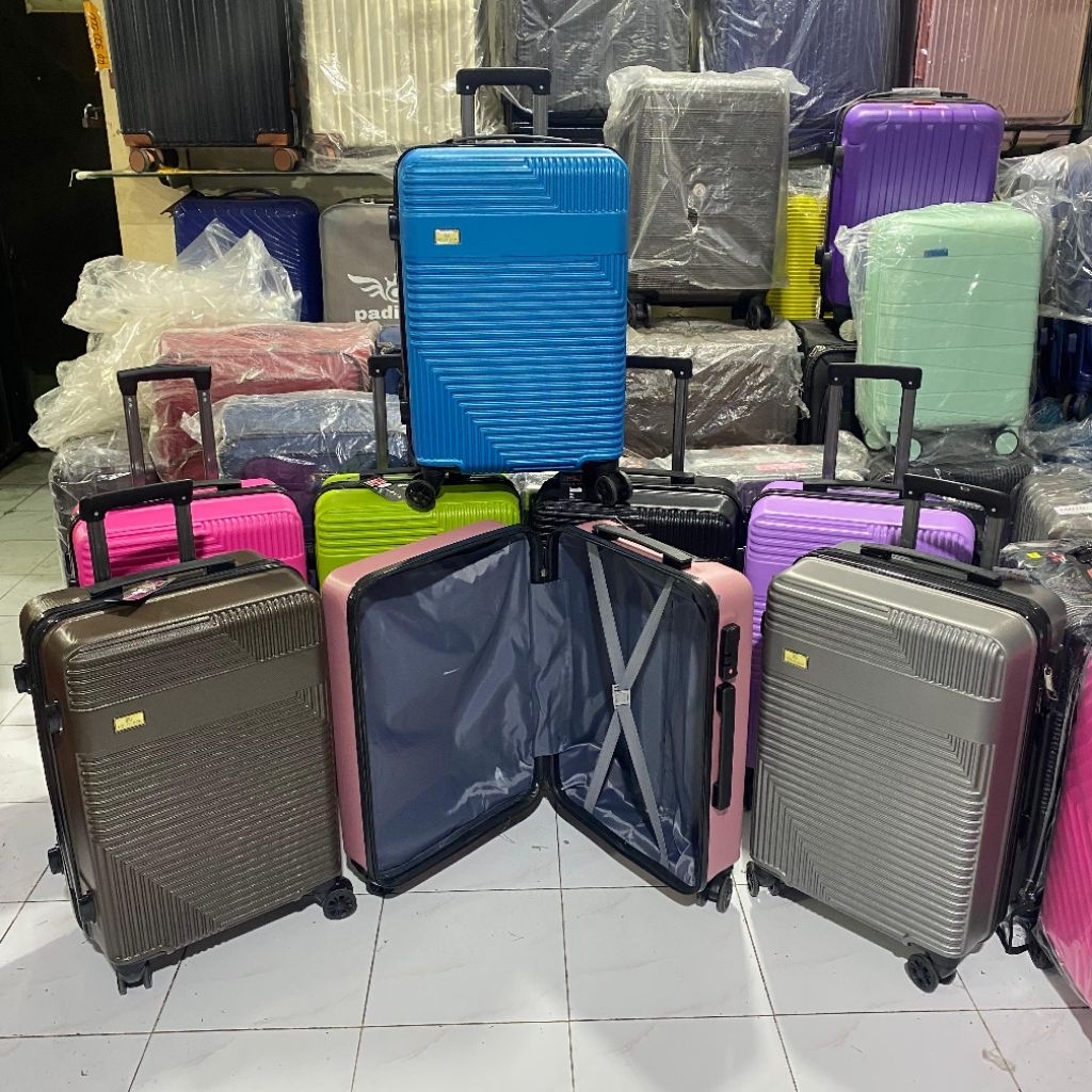Koper Fiber Murah Merk Polo Lock 8028 Ukuran 18 dan Inch Bisa Masuk Kabin Pesawat Roda Berputar 360°
