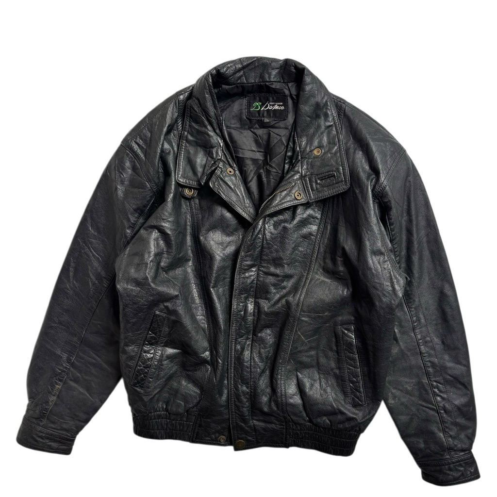 Damoa Black Leather Jacket - size M