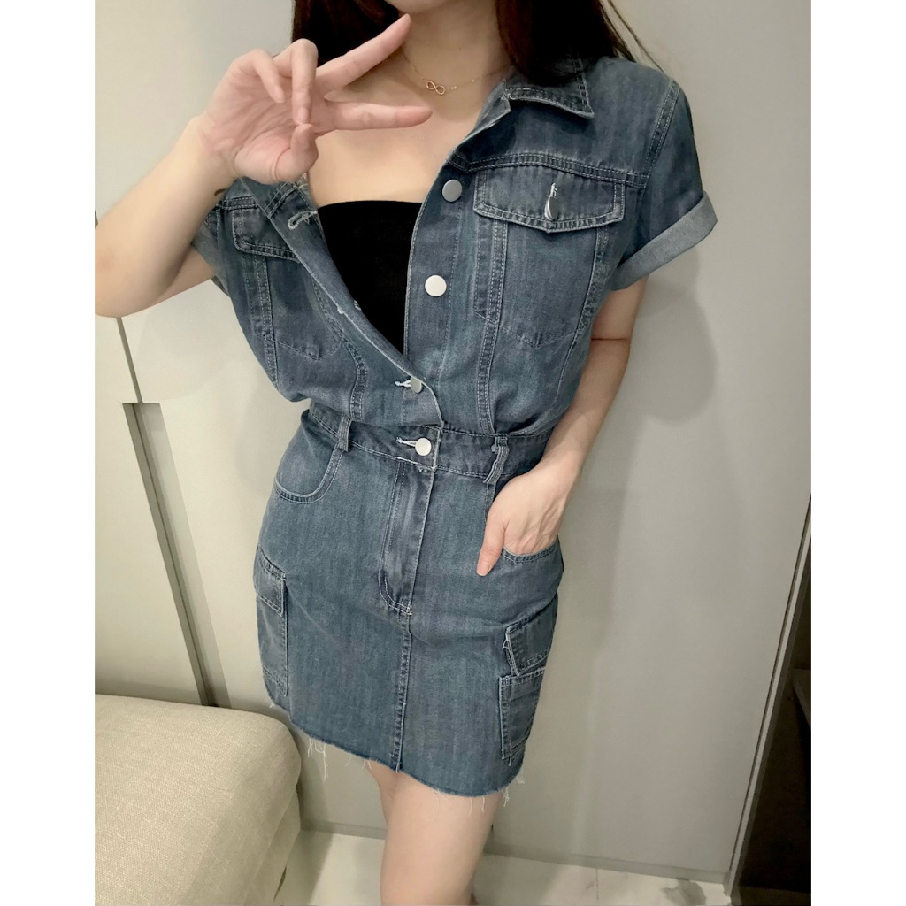 Ndudshop – Denim dress (Kode: 5181) – Terusan Wanita – Dress Wanita – Dress Denim Wanita – Dress Kas