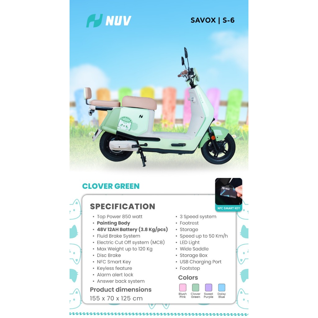 TERBARU SEPEDA LSTRIK PMB NUV SAVOX S-6 FREE BUBBLE PACKING