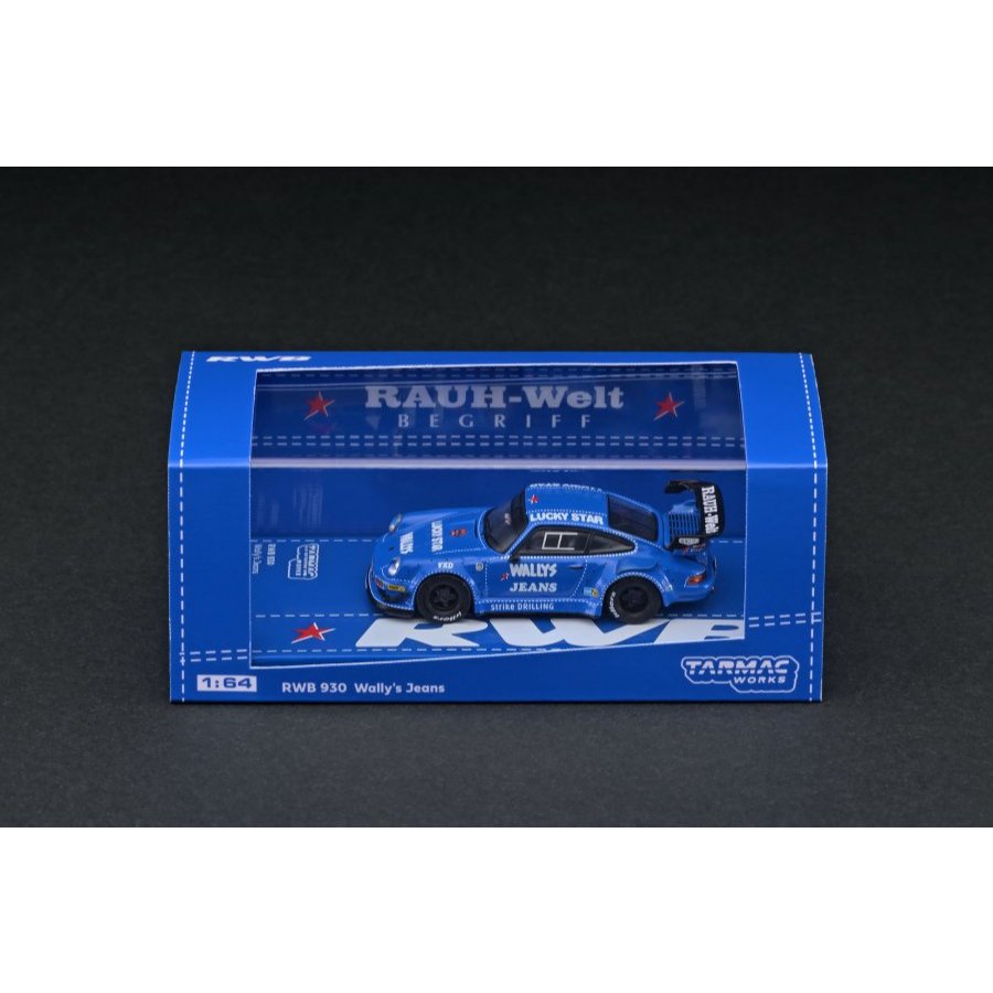 TARMAC PORSCHE RWB 930 WALLY'S JEANS BIRU MOBIL MAINAN DIECAST COLLECTOR RAUH WELT BEGGRIF
