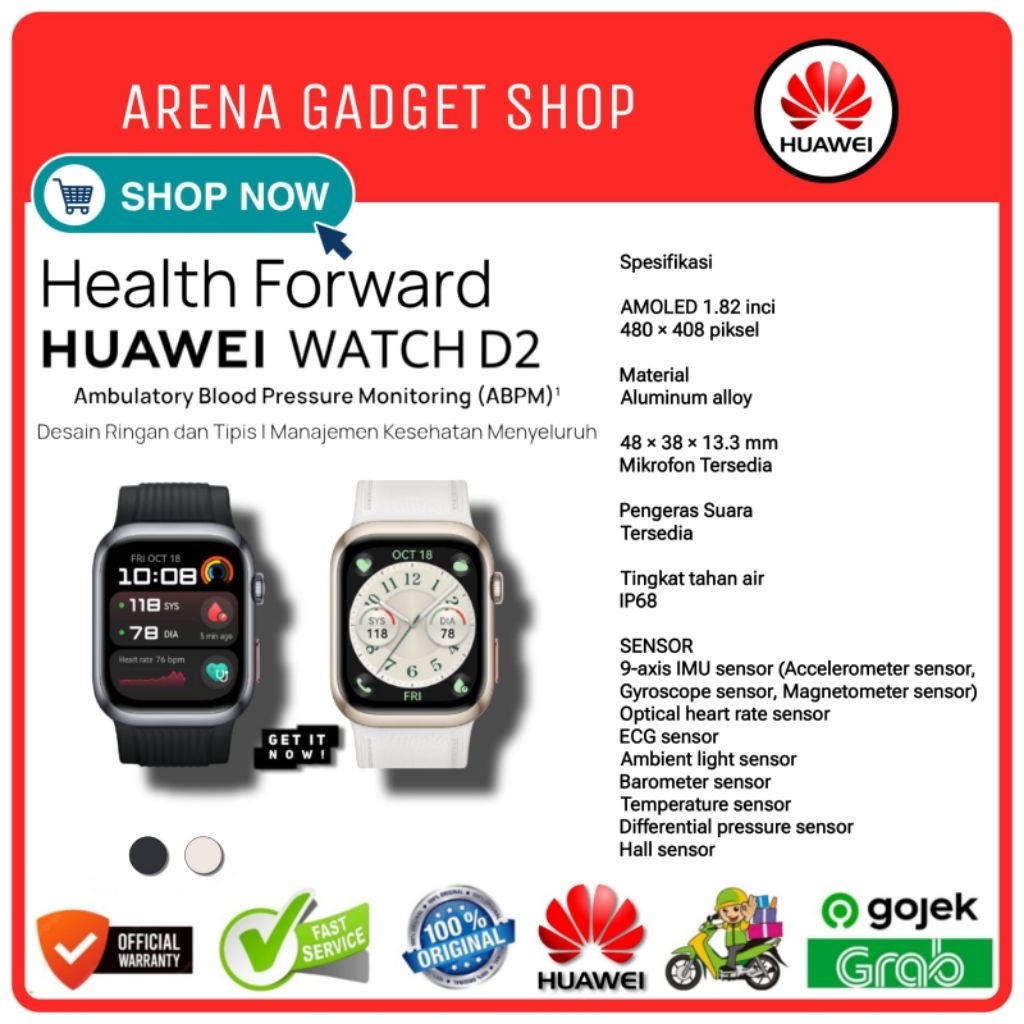 HUAWEI WATCH D2 Smartwatch | Light and Slim Design | All- Round Health Management - New Original Hua
