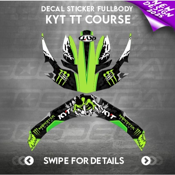 Decal helm Sticker KYT TT COURSE motif monster bosdecal 2025