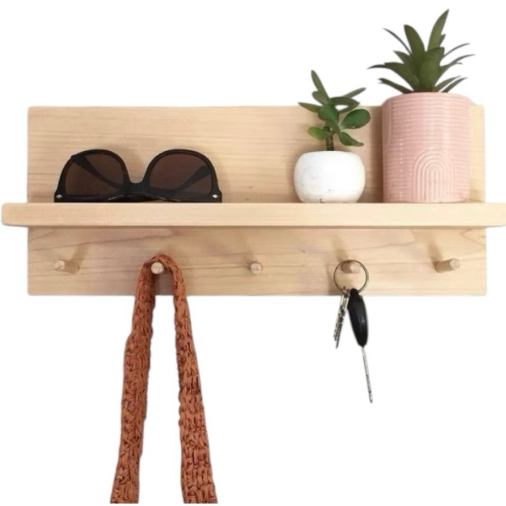 Rak Kayu Gantungan Kunci , Baju Sekolah , Tas Sekolah Minimalis