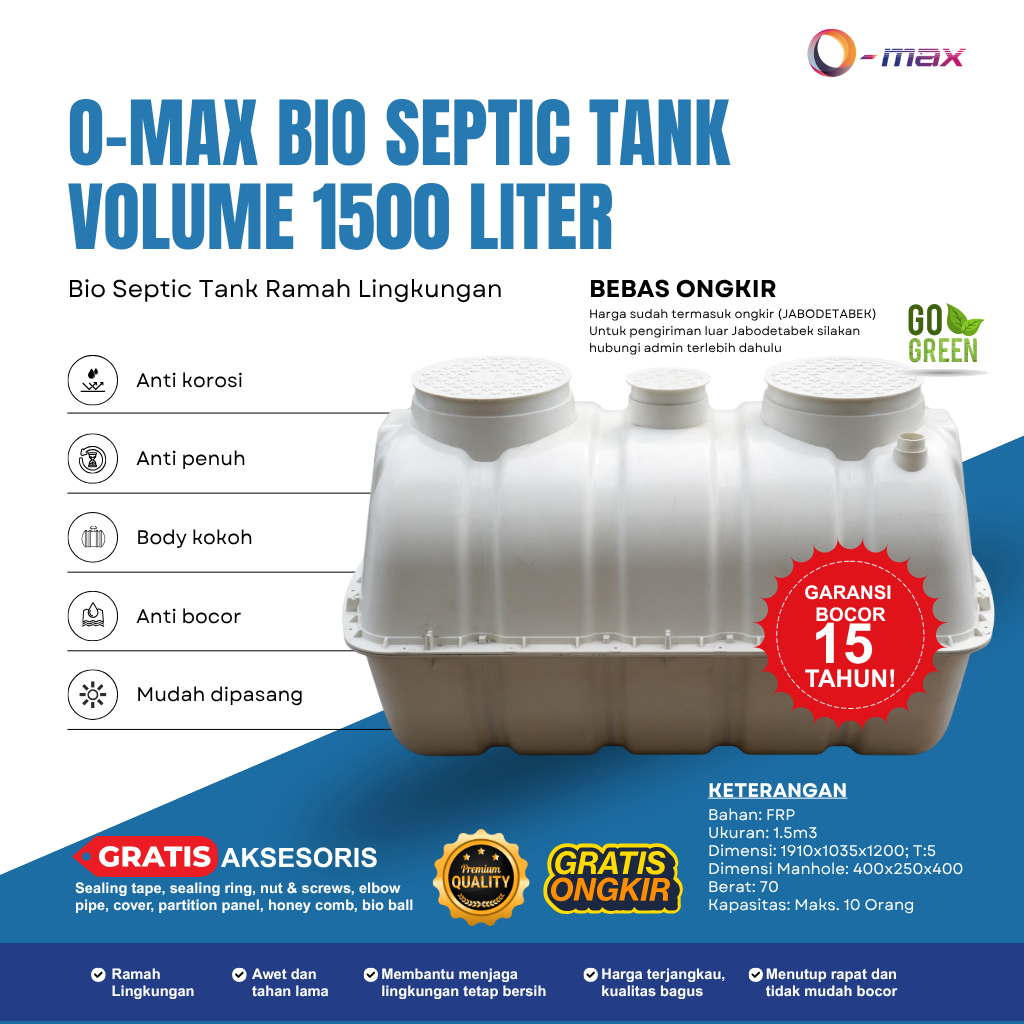 Septic Tank Bio, Septic Tank Omax, Septic Tank 1500 Liter, Septic Tank Modern, Septic Tank Ramah Lin