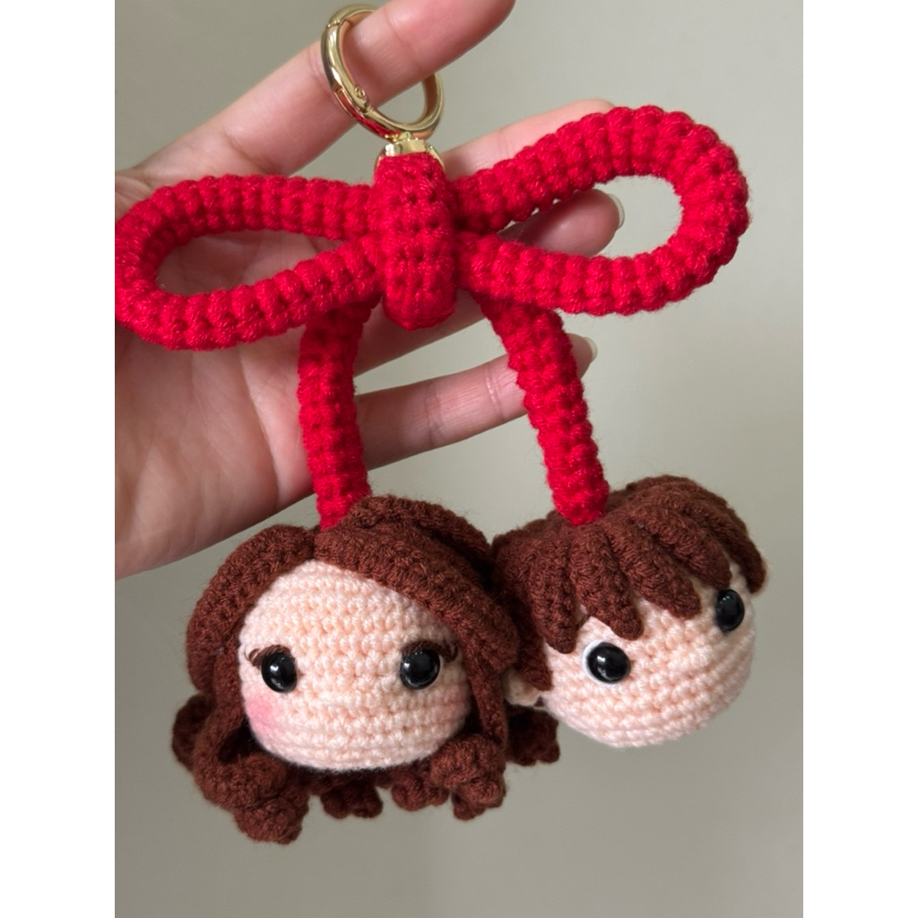 Cherry Head Bagcharm Crochet / Boneka Rajut