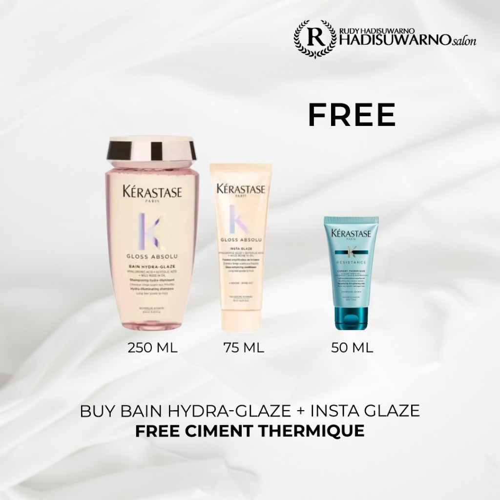 Kerastase Bain Hydra Glaze 250ml + Fondant Insta Glaze 75ml- untuk Rambut Glossy dan Bouncy