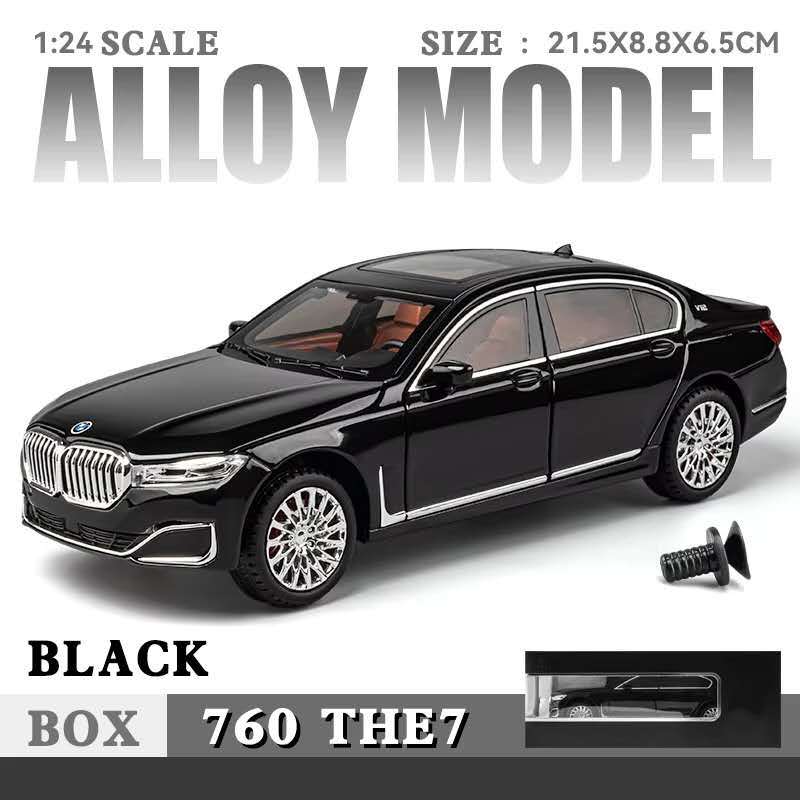 1:24 Diecast BMW 760 Li THE7 Koleksi Miniatur Pajangan Model Mobil Mewah Lux Realistic Pullback Car