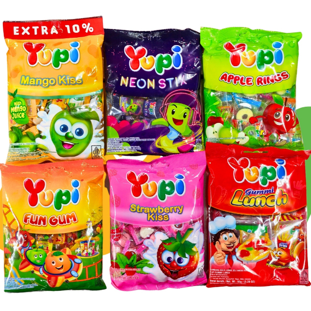 PERMEN YUPI / YUPI STRAWBERRY KISS / YUPI FUN GUM / YUPI NEON STIX / YUPI APPLE RINGS / YUPI MANGO K
