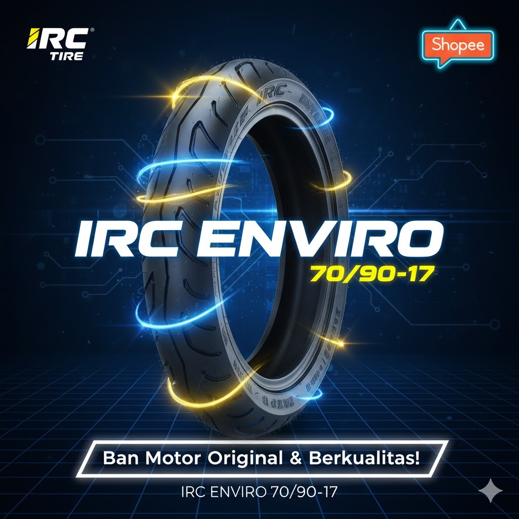 IRC Tire ENVIRO 70/90-17 Ban Motor tubles Belakang | Grip Kuat | Untuk Supra Beat Revo