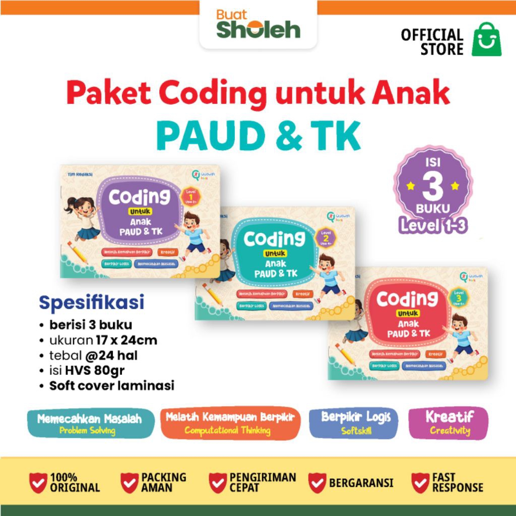 Paket Coding untuk Anak Paud dan Tk || 3 Buku Coding untuk Anak Paud dan Tk || Coding untuk anak tk 