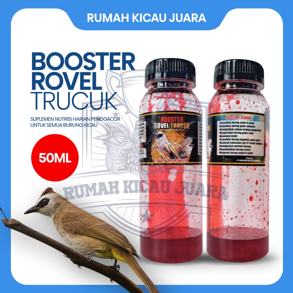 [TERMURAH] Booster Rovel Trucuk 50ml Dopping Nutrisi Penggacor Burung Trucuk Pleci Sogon Jalak Suren