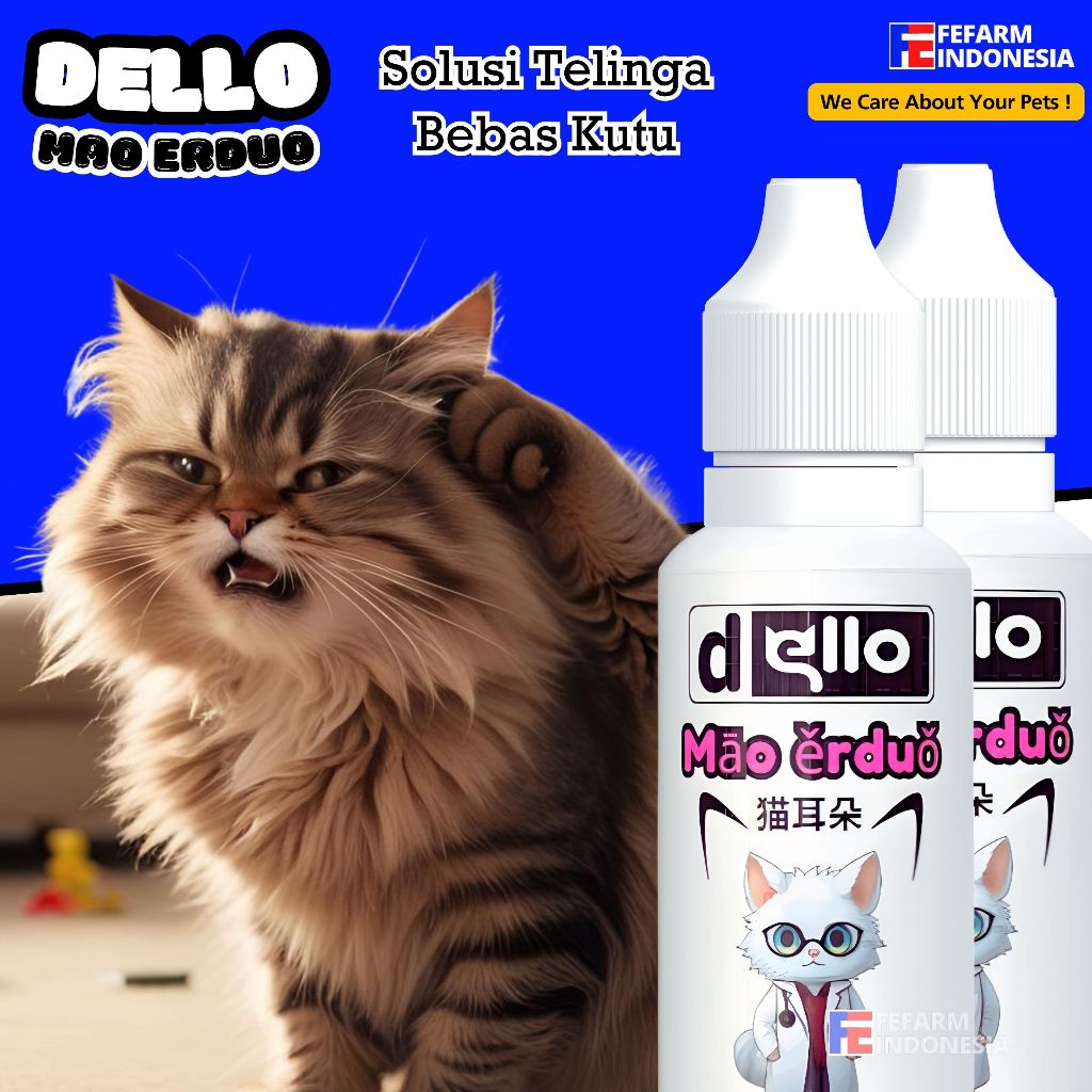 Obat Tetes Radang Kutu Luka Telinga Kucing Kitten Mao Erduo FEFARM