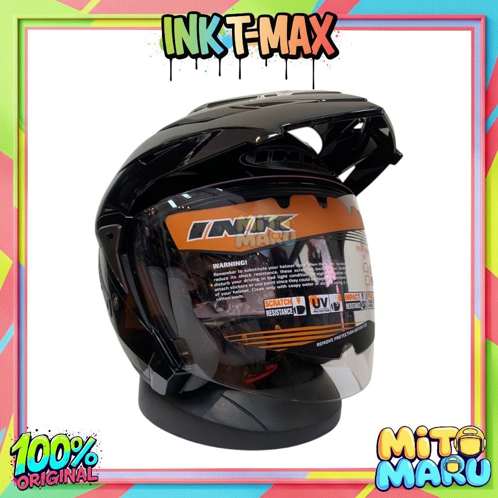 HELM INK T-MAX SOLID BLACK GLOSSY (LIGHT SMOKE) ORIGINAL